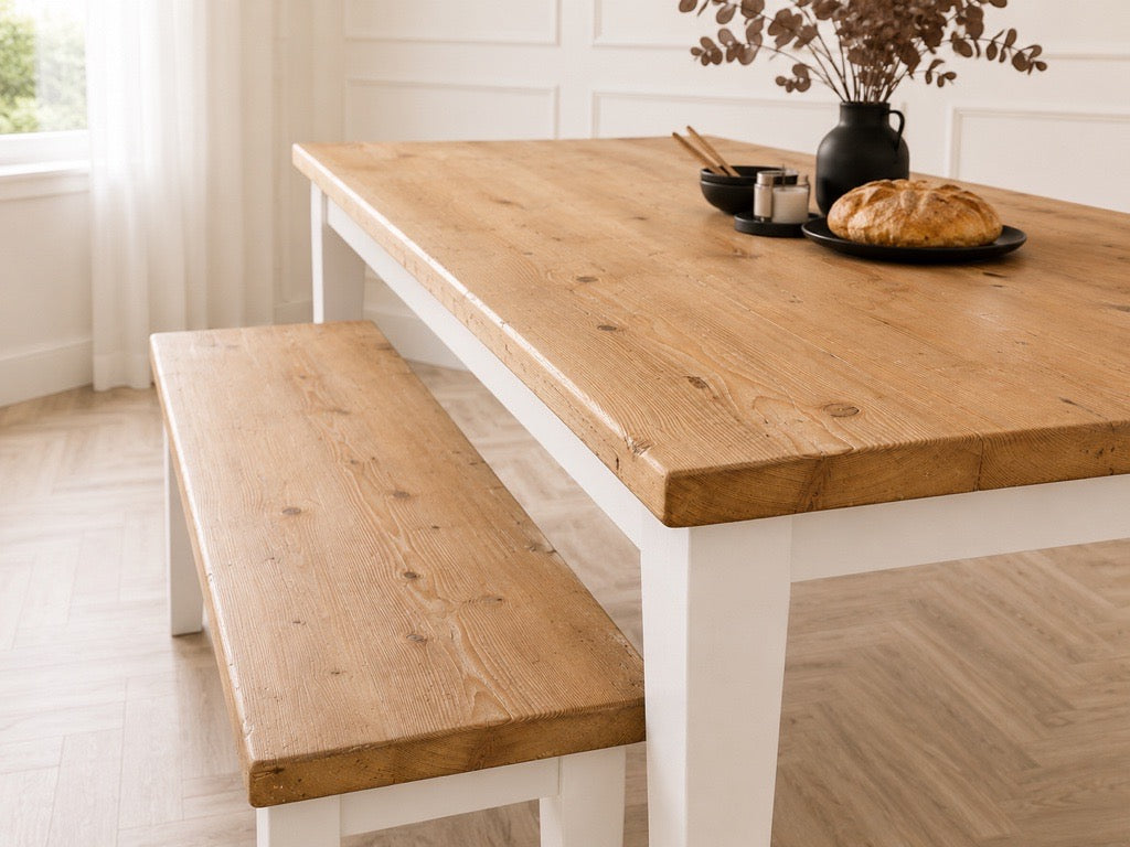 Hand Crafted Farmhouse Dining Table and Bench