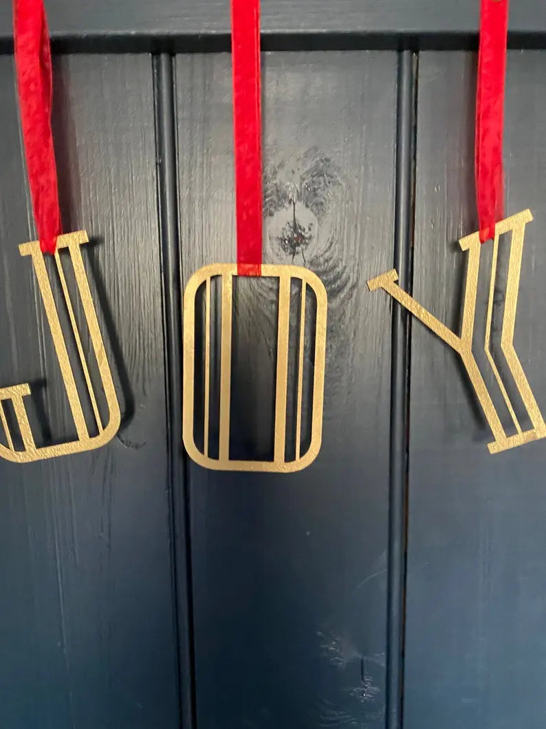 Christmas Tree Decorations / Joy Letters / Personalised Gifts / Christmas Present / Art Deco Letters
