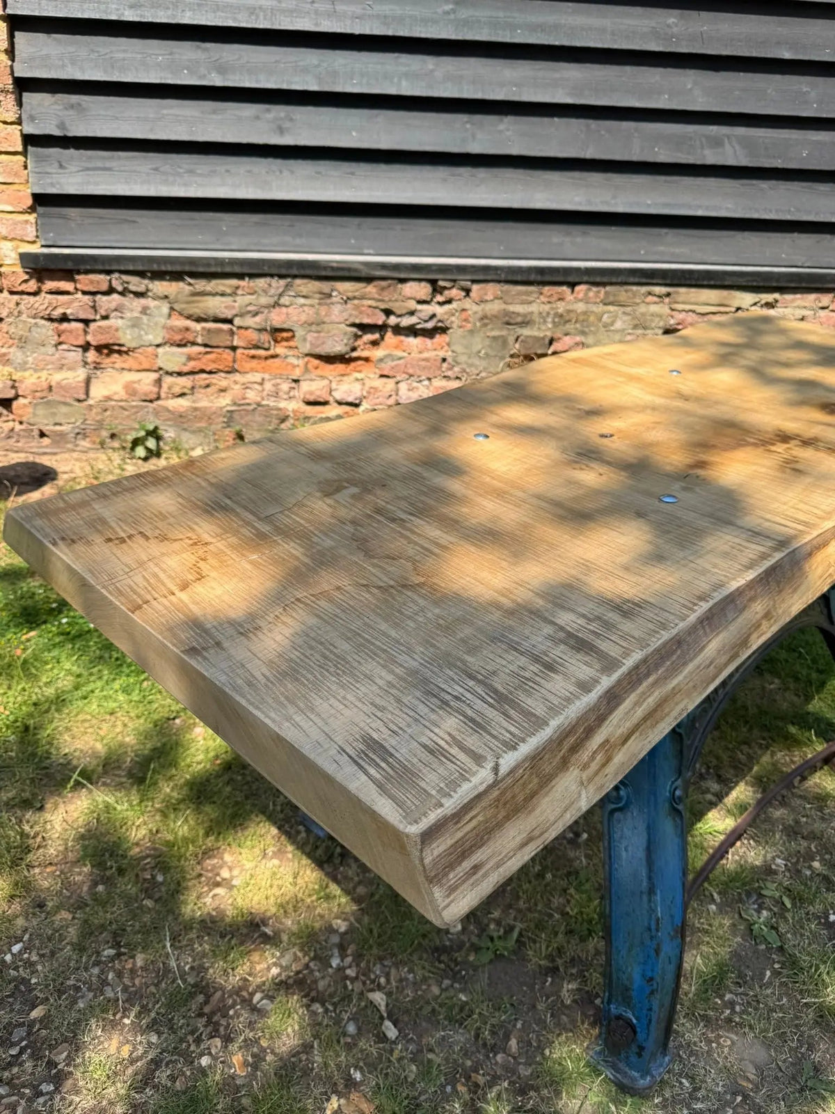 Rustic Industrial Table with Bamford Base & Solid Ash Top – Kitchen Island Desk