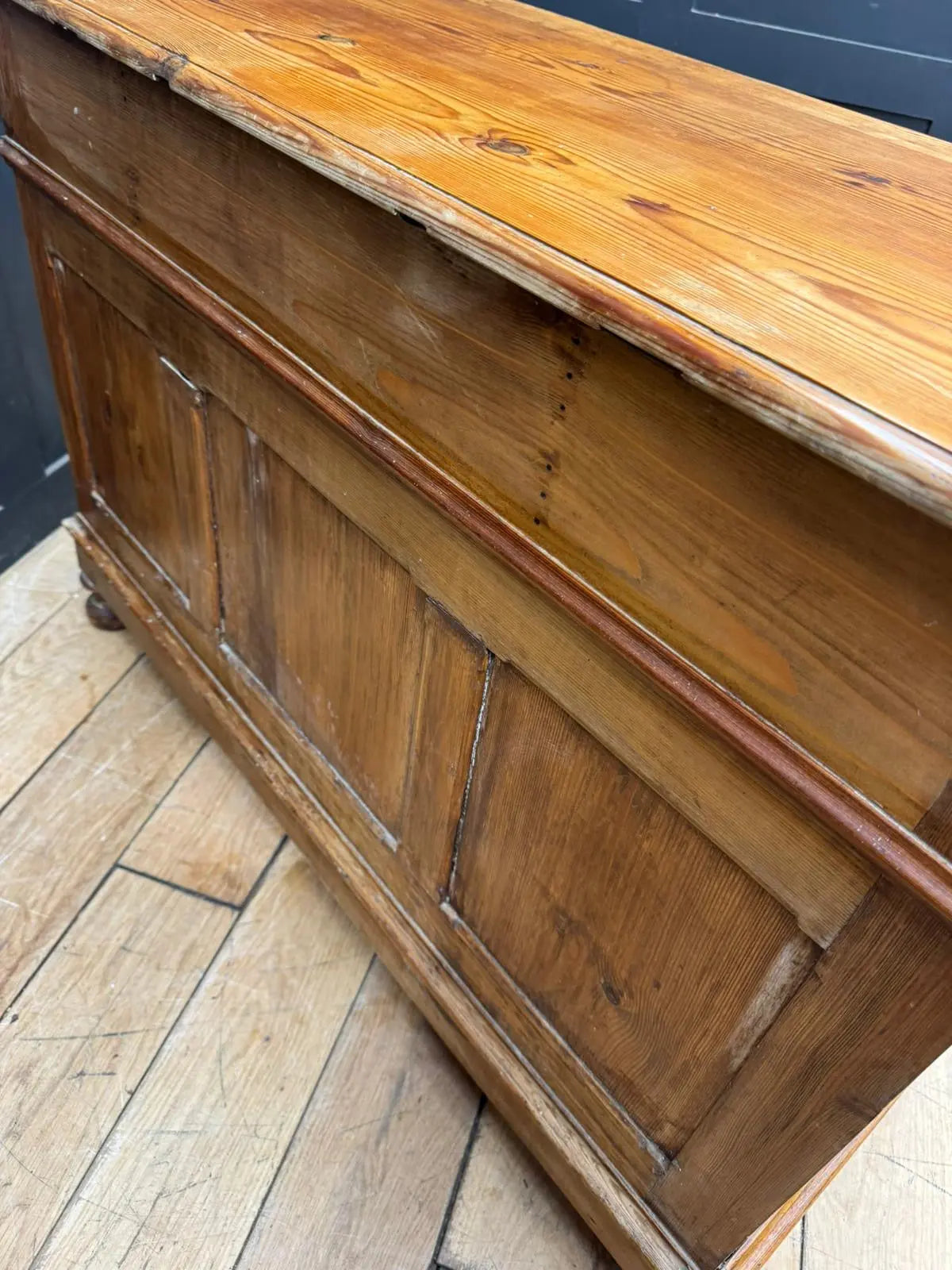 Antique Pine Pedestal Desk Dressing Table with Cupboards & Drawers