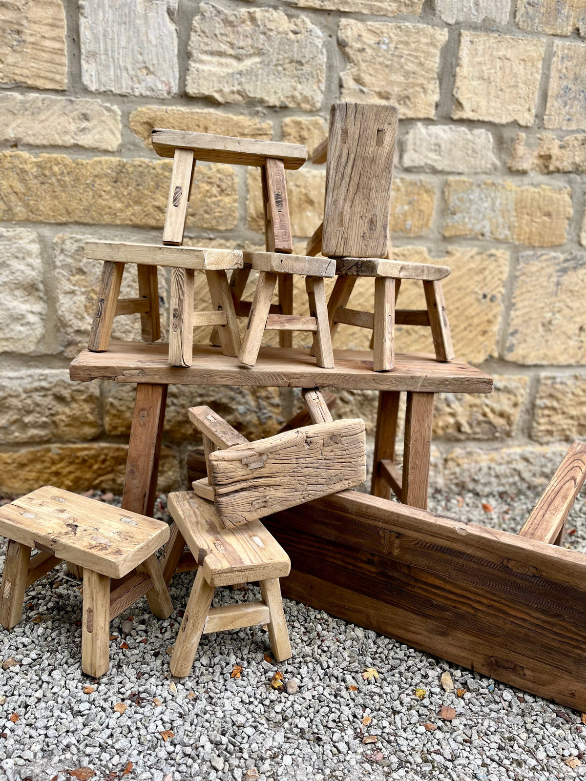 Mini Elm stools