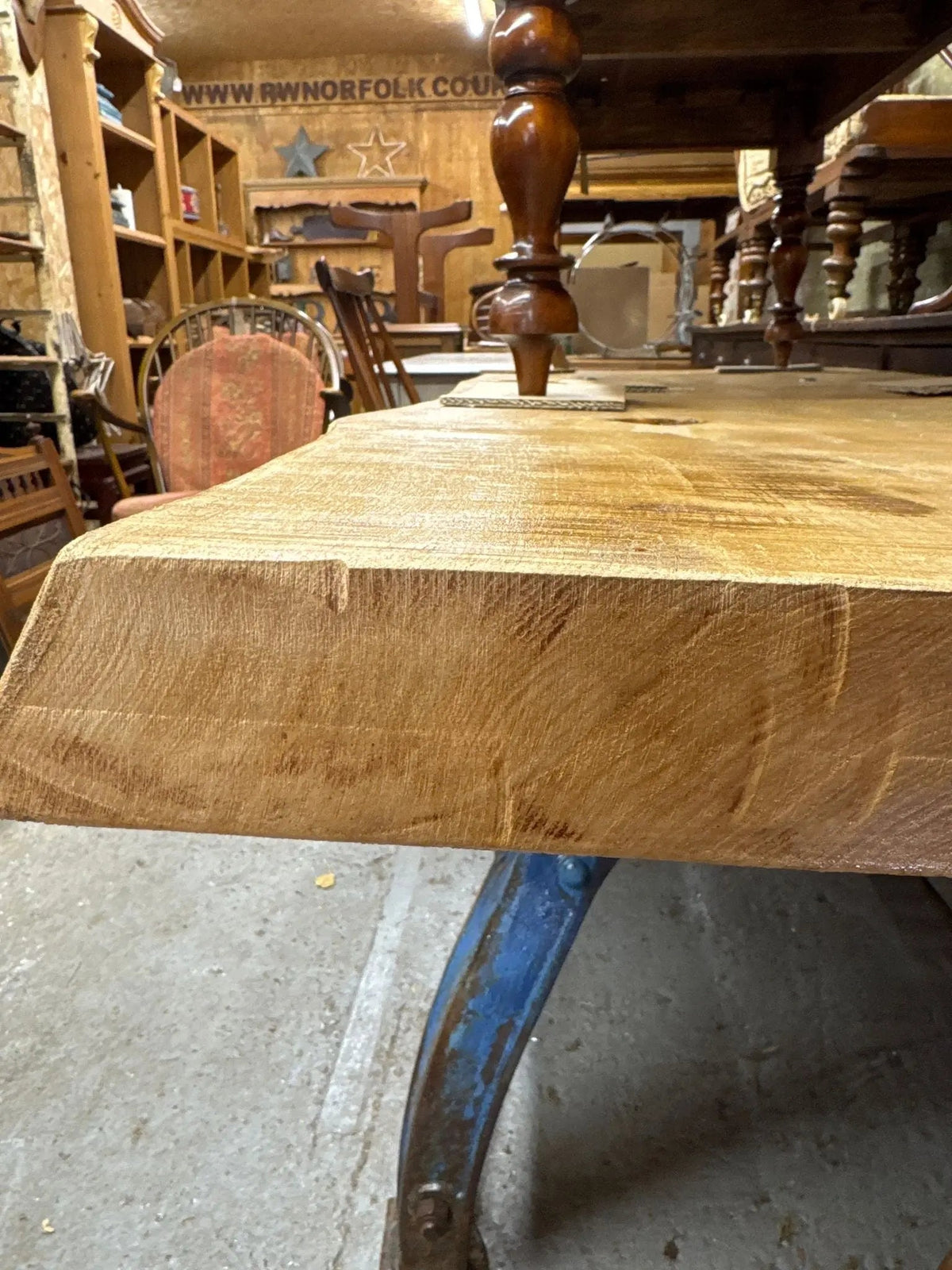 Rustic Industrial Table with Bamford Base & Solid Ash Top – Kitchen Island Desk