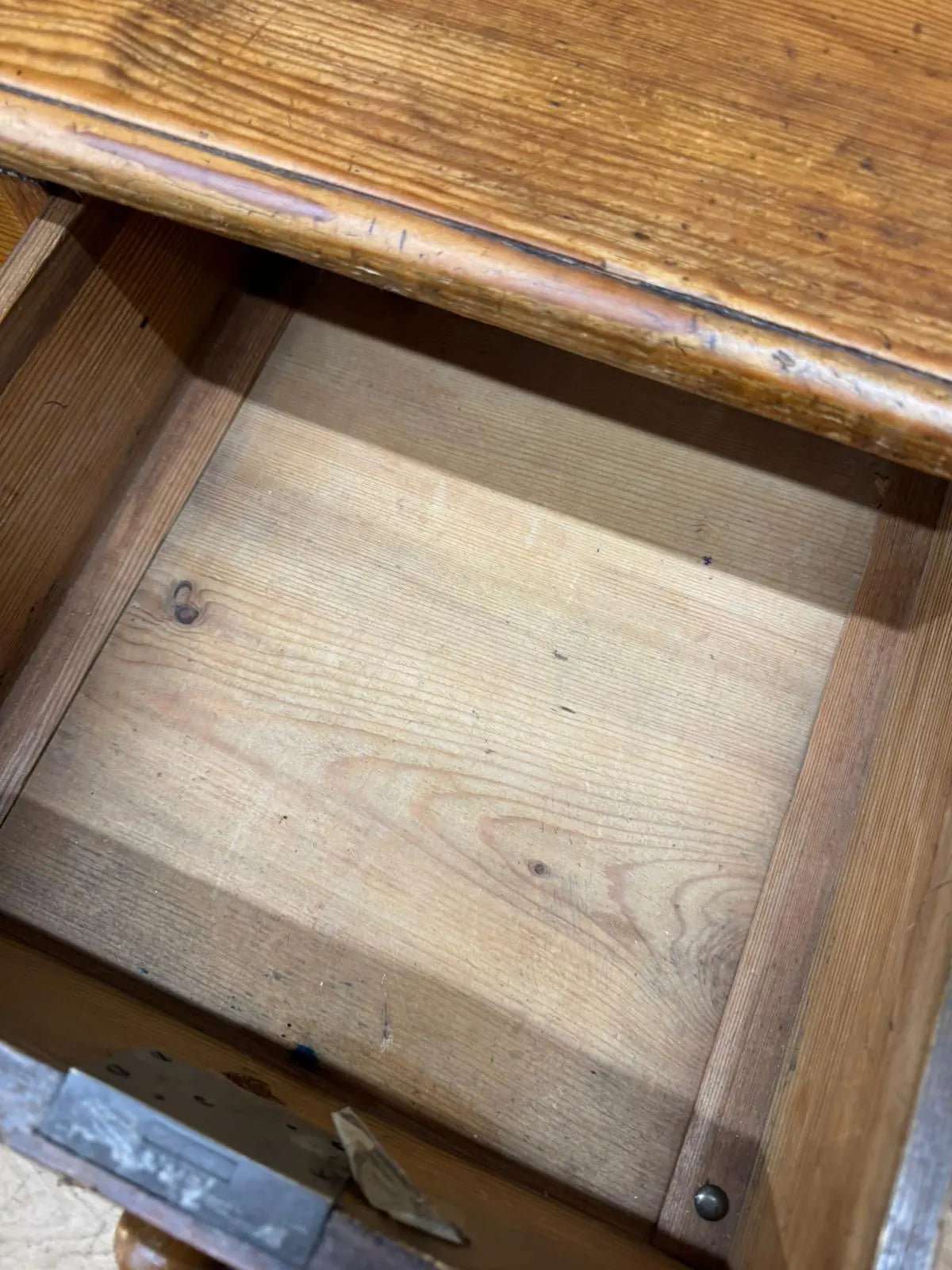 Antique Pine Pedestal Desk Dressing Table with Cupboards & Drawers
