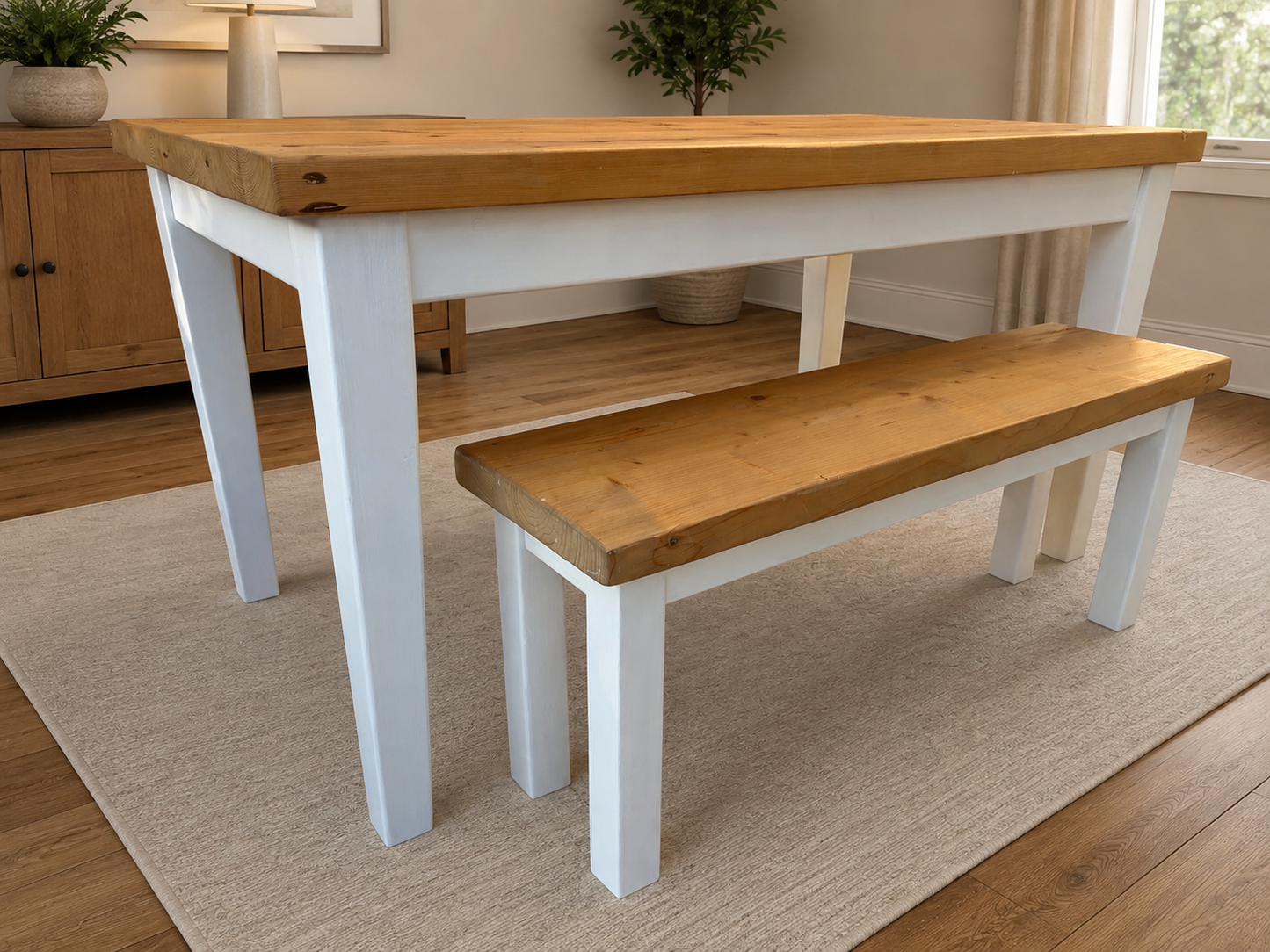 Hand Crafted Farmhouse Dining Table and Bench