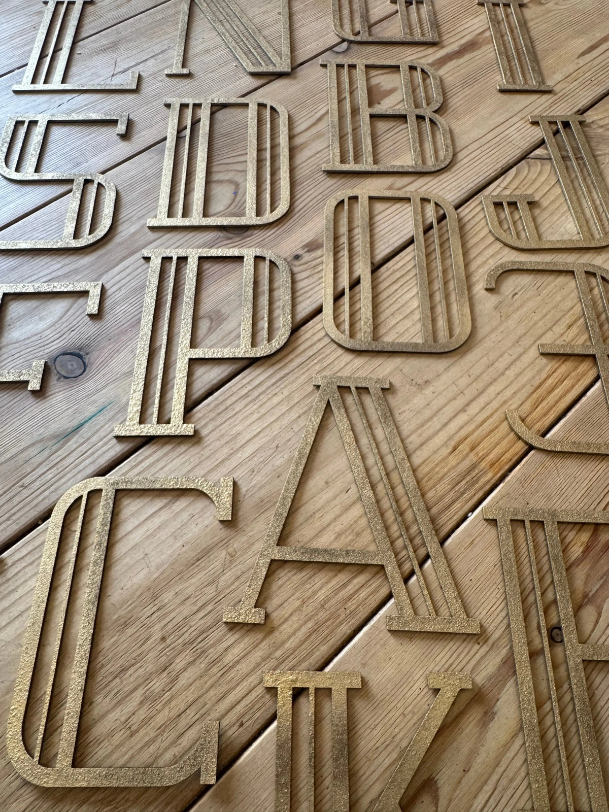 Gold Art Deco Metal Alphabet Letters – 5” or 12” Decorative Lettering A–Z