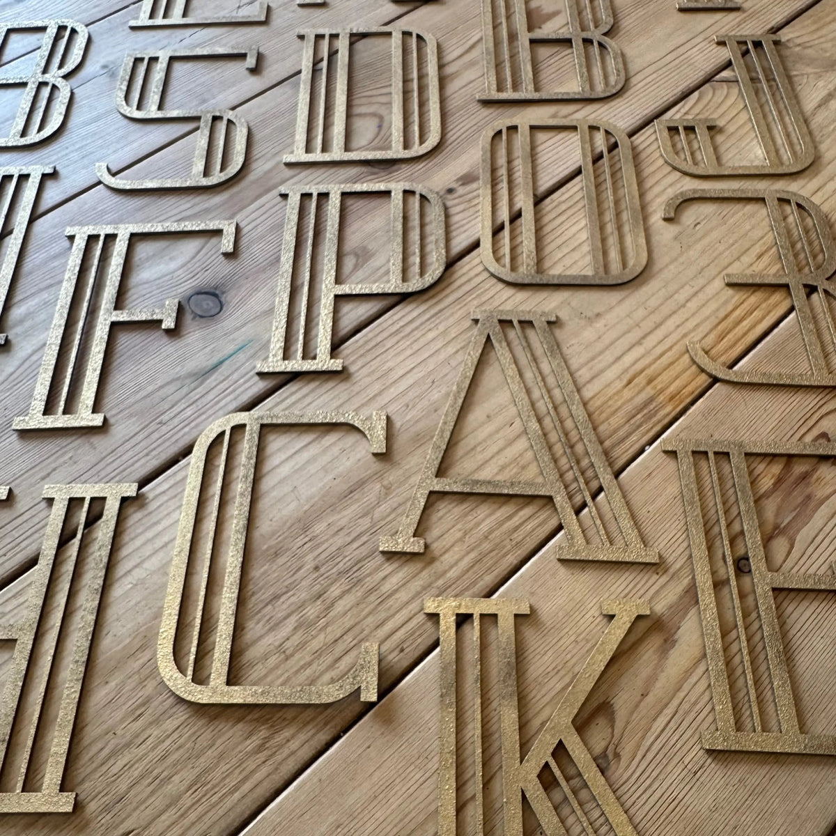 Gold Art Deco Metal Alphabet Letters – 5” or 12” Decorative Lettering A–Z