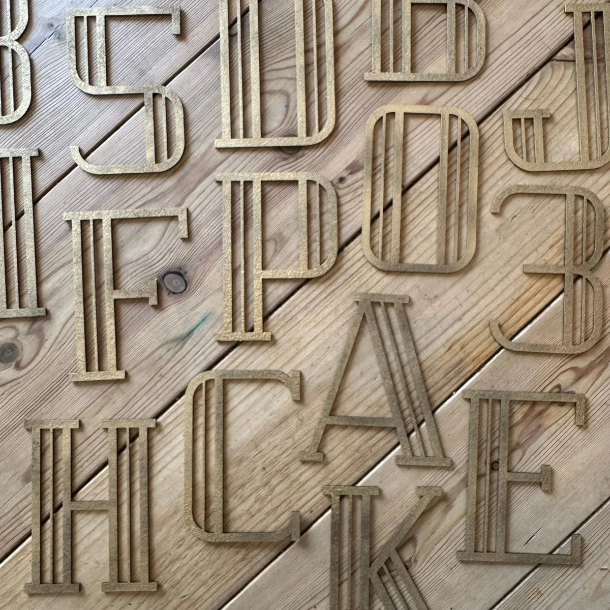 Gold Art Deco Metal Alphabet Letters – 5” or 12” Decorative Lettering A–Z