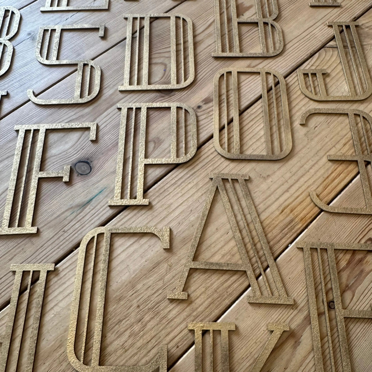 Gold Art Deco Metal Alphabet Letters – 5” or 12” Decorative Lettering A–Z