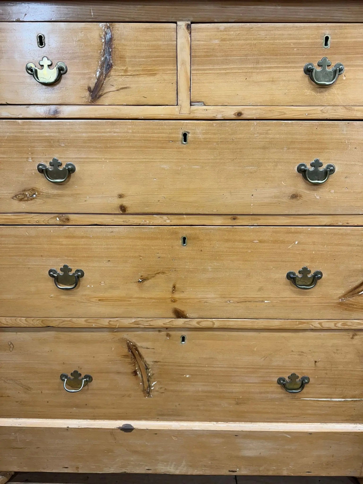 Mid Victorian Rustic Pine Chest of Drawers | Antique Farmhouse Bedroom Storage