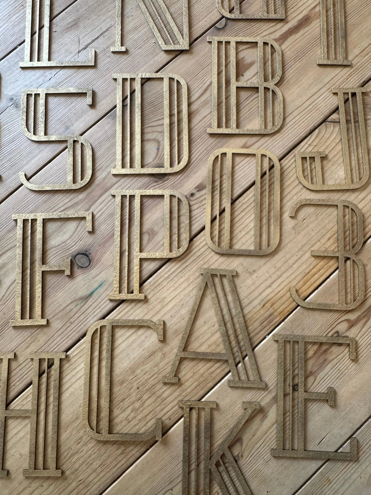 Gold Art Deco Metal Alphabet Letters – 5” or 12” Decorative Lettering A–Z