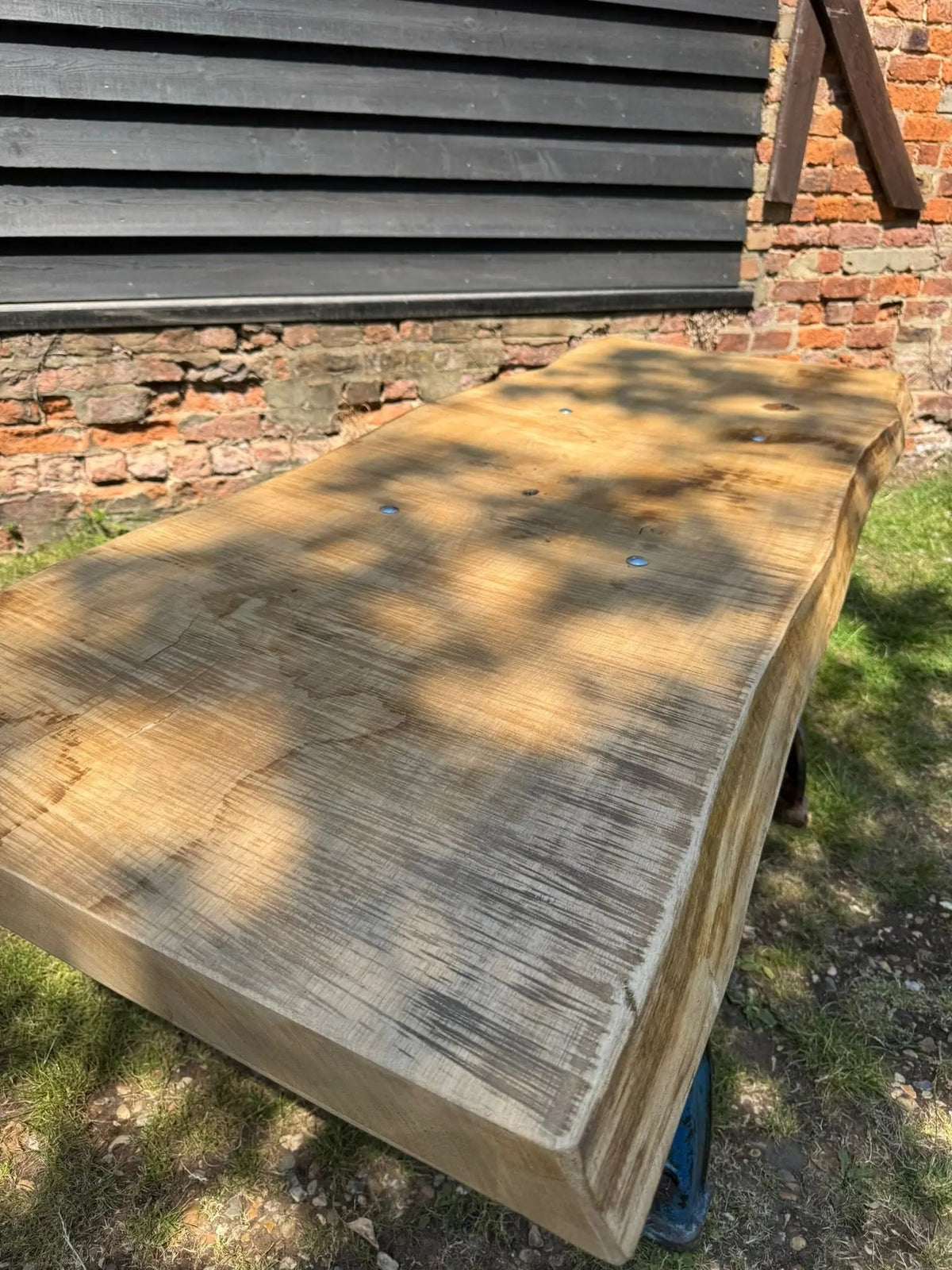 Rustic Industrial Table with Bamford Base & Solid Ash Top – Kitchen Island Desk