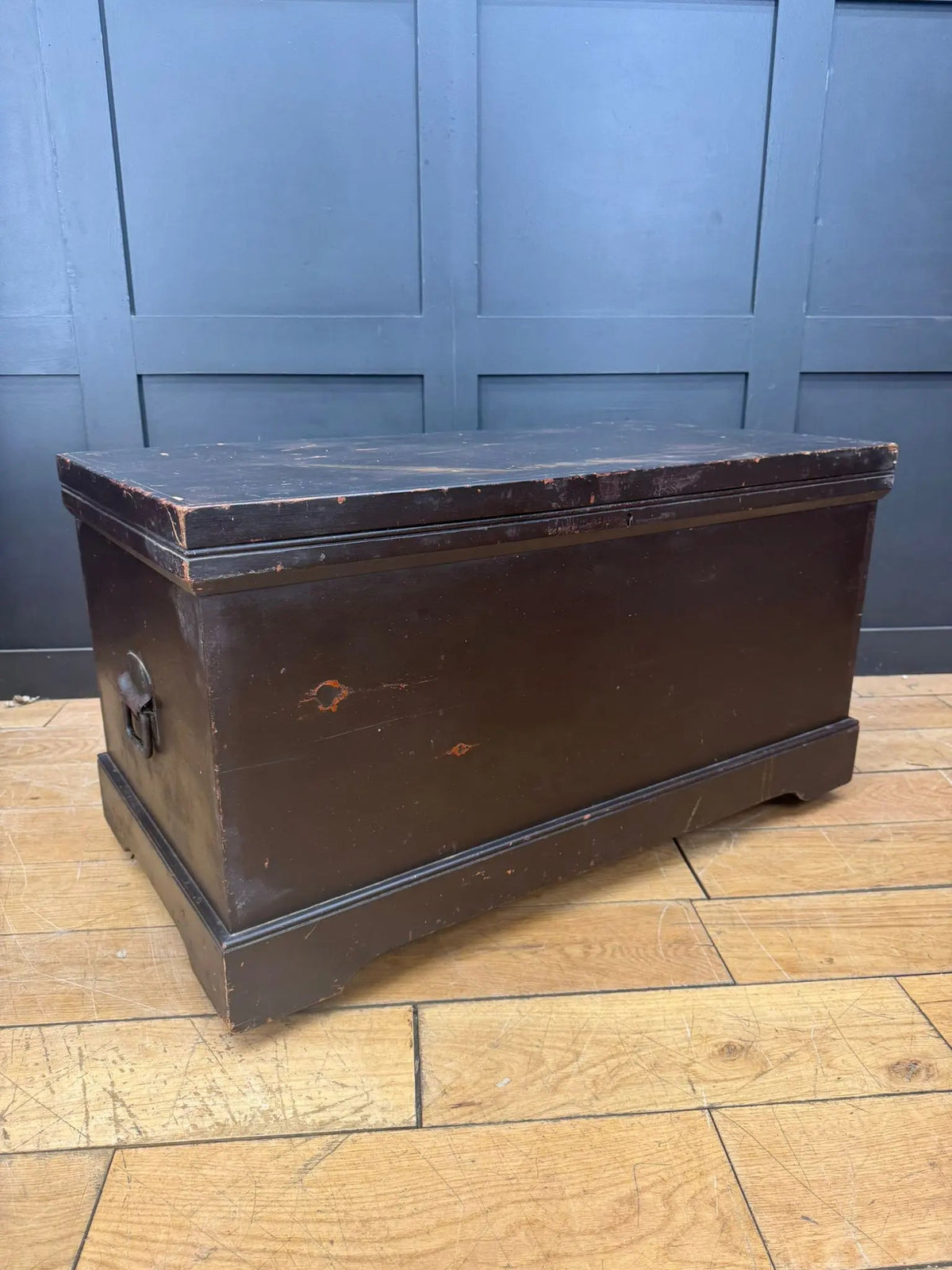 Antique Pine Trunk / Black Chest / Old Pine / Blanket Box / Coffee Table