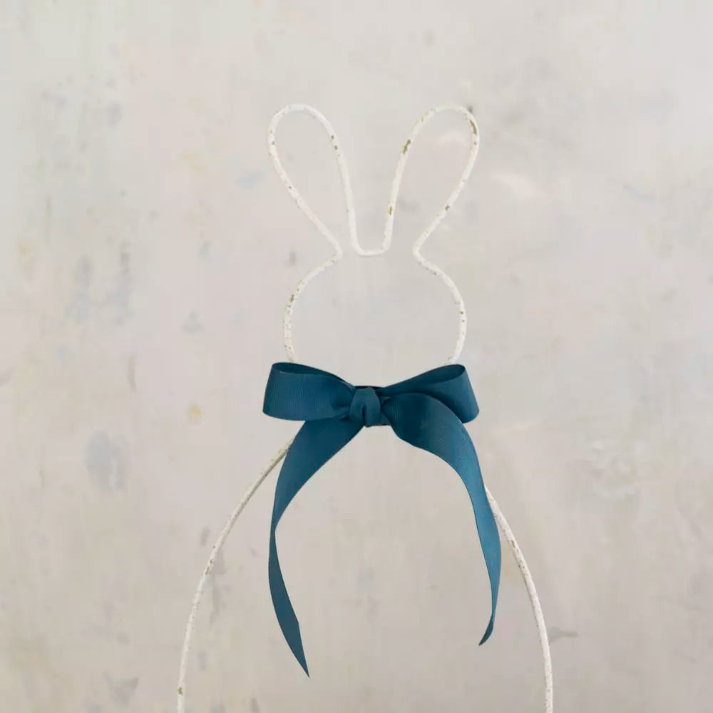 Easter Bunny Wire Basket | Antique White Egg Holder