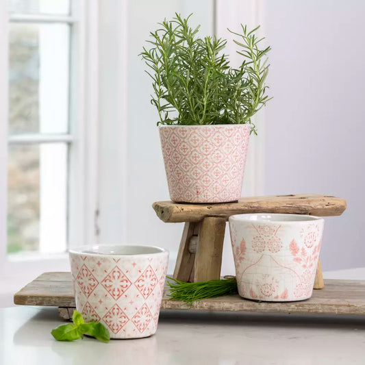 Handcrafted Terracotta Herb Pots | Rose Pine Glazed Planters (14cm)