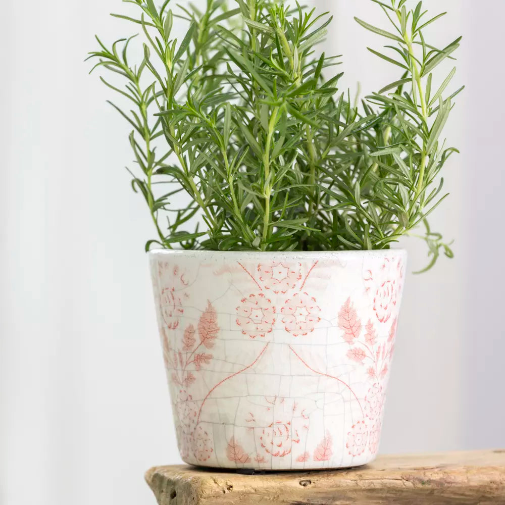 Handcrafted Terracotta Herb Pots | Rose Pine Glazed Planters (14cm)