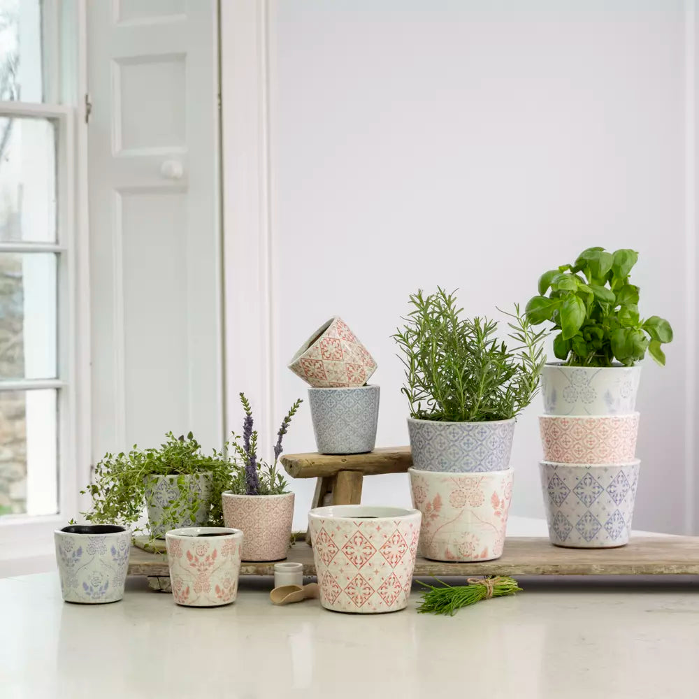 Handcrafted Terracotta Herb Pots | Rose Pine Glazed Planters (14cm)