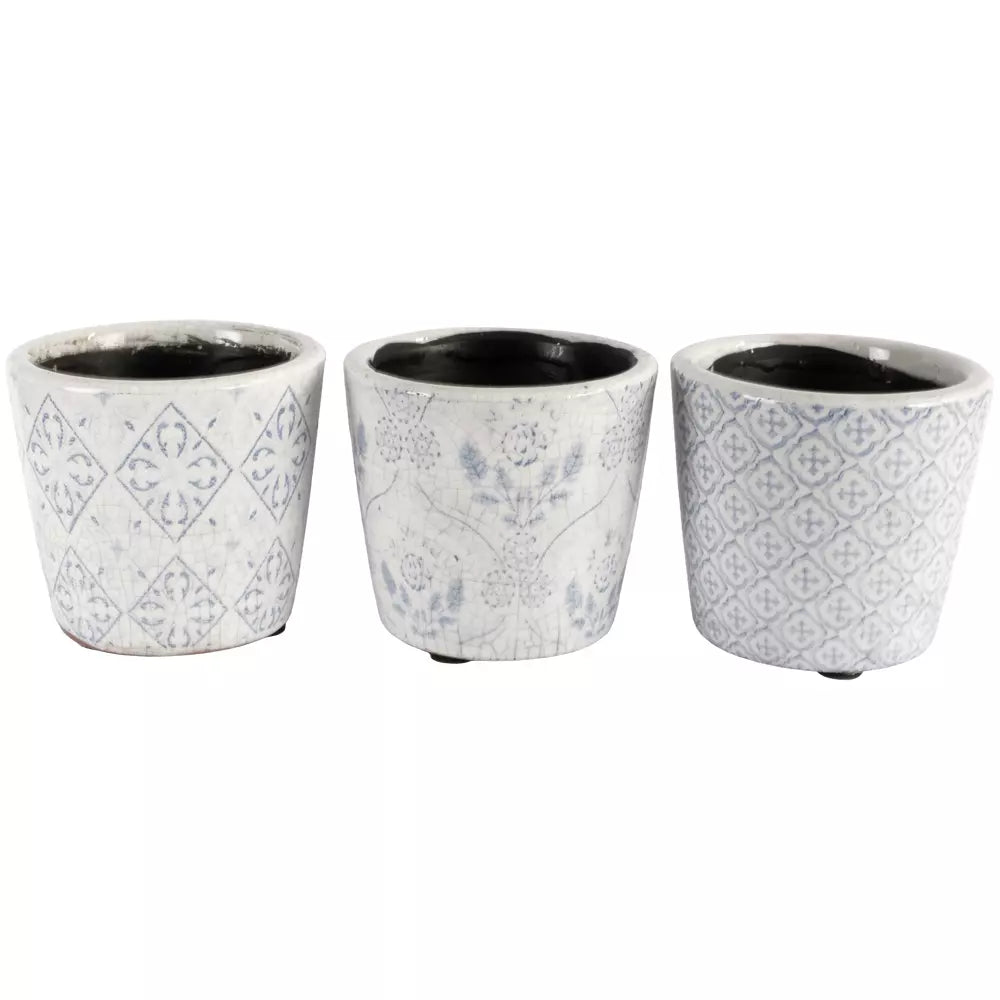 Handcrafted Terracotta Herb Pots | Powder Blue Glazed Planters (14cm)
