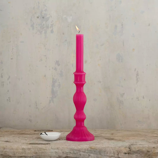 Candlestick Shaped Candle Fuchsia Medium
