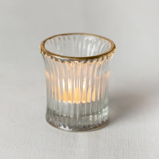 Ribbed T-light with Gold Rim