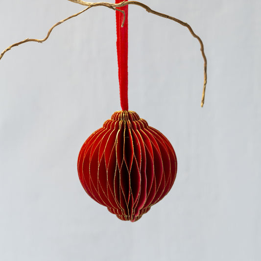 Honeycomb Decoration Ornate Boule Red