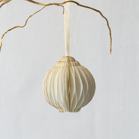 Honeycomb Decoration Ornate Boule Ivory