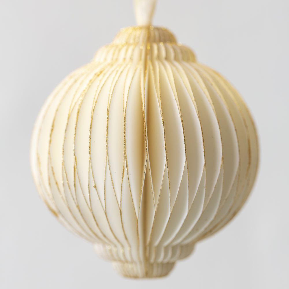 Honeycomb Decoration Ornate Boule Ivory