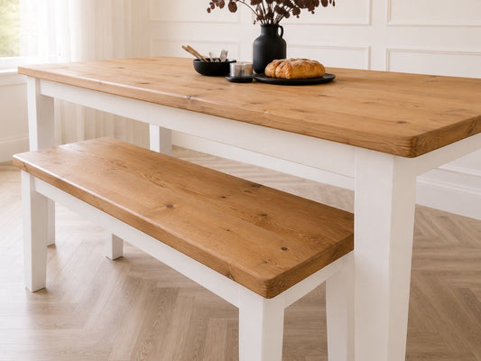 Hand Crafted Farmhouse Dining Table and Bench
